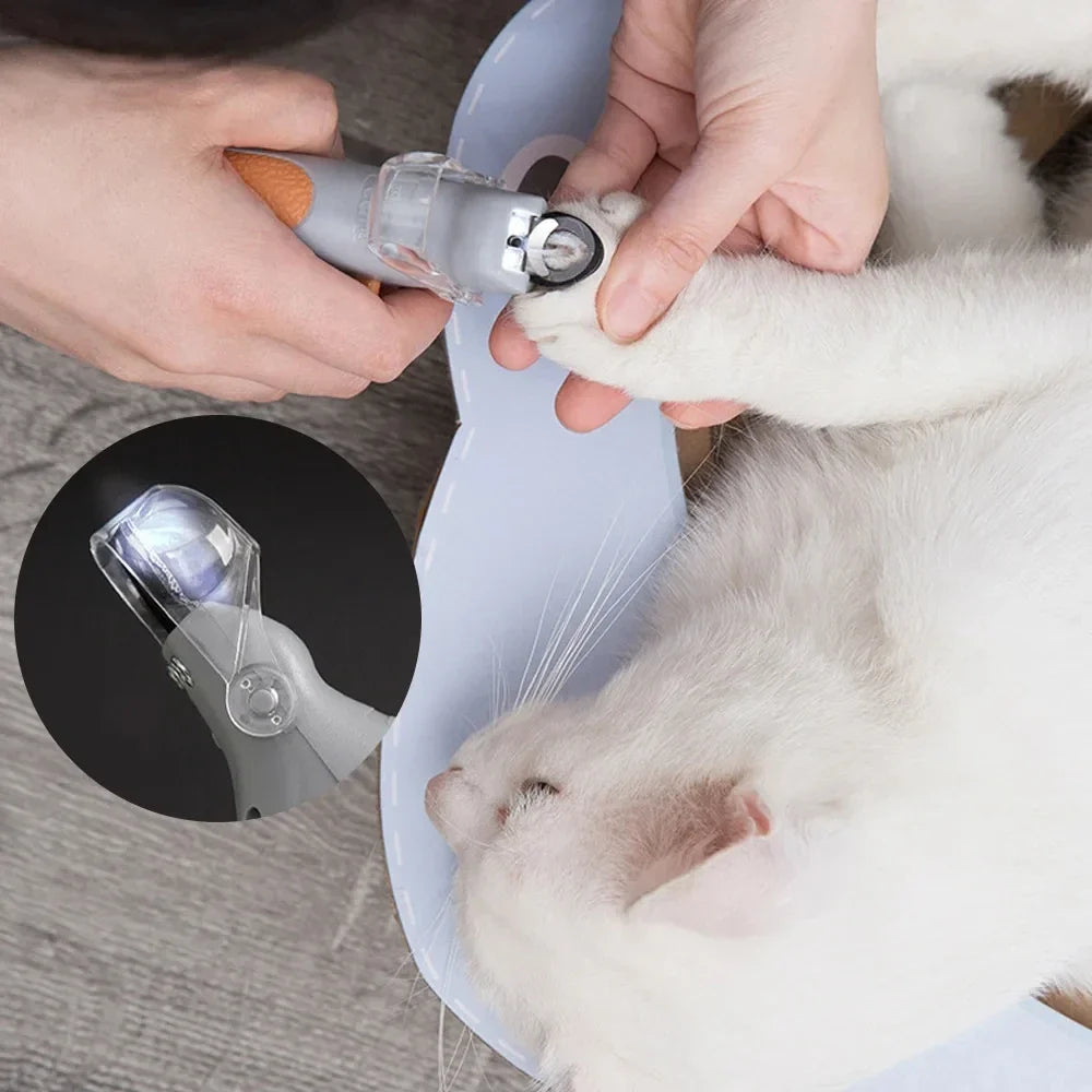 Pet Nail Clipper with LED Light – Stainless Steel Cat & Dog Nail Trimmer