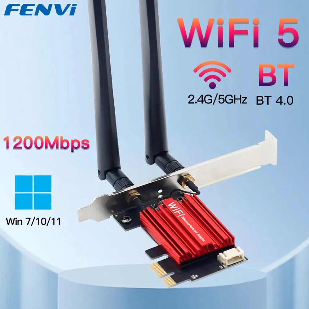 Pci-e Wireless Adapter AC1200 Dual Band Wifi Network Card for Desktop