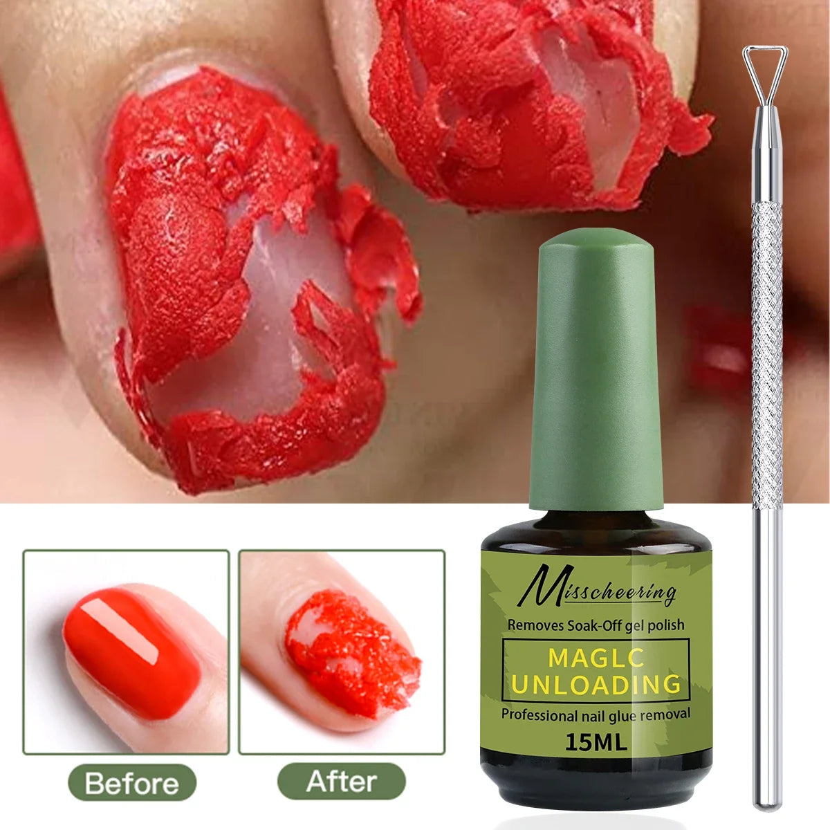 Misscheering 15ml Magic Fast Nail Gel Polish Remover Clean UV Soak Off Semi Permanent Varnish Nail Art Removal Tools Manicure