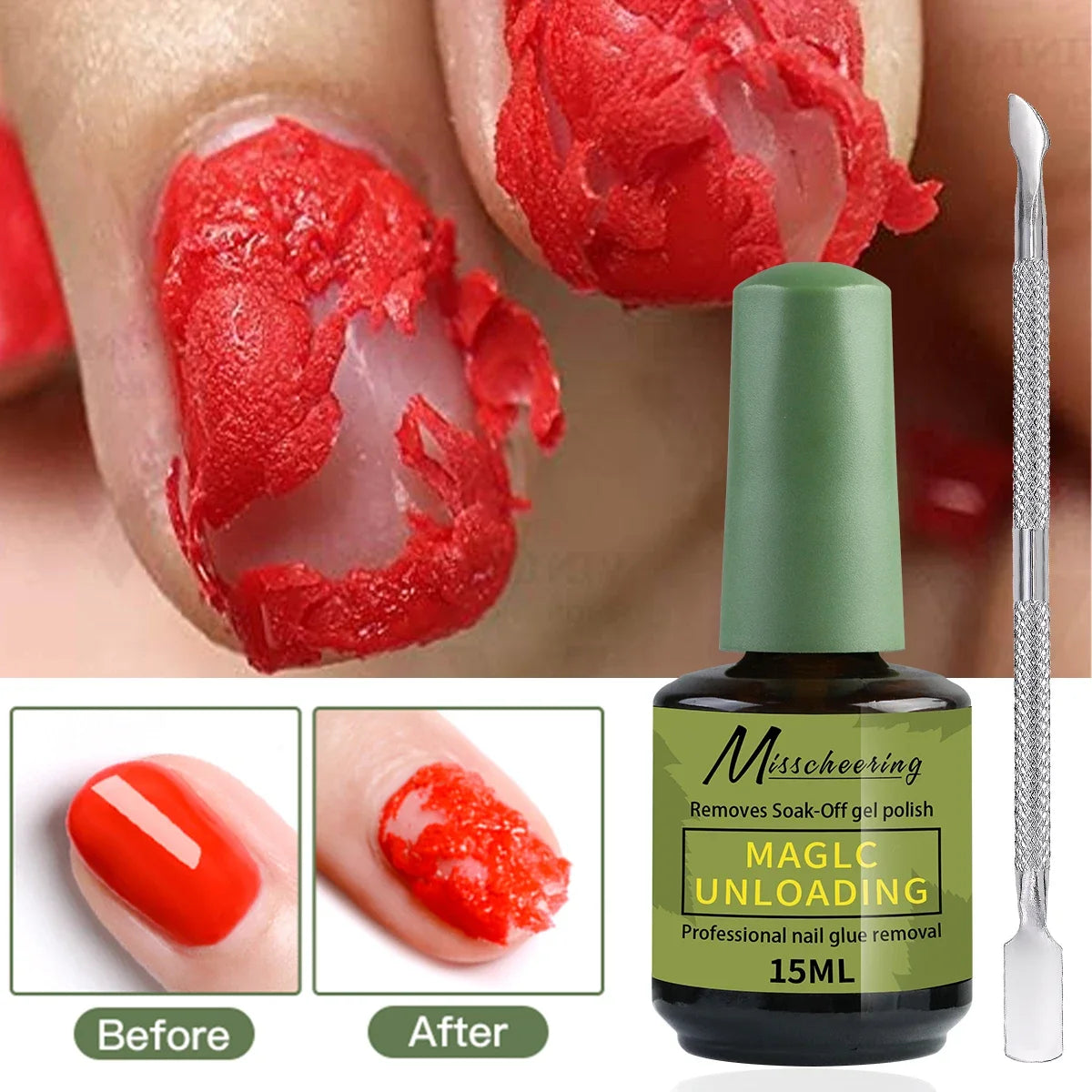 Misscheering 15ml Magic Fast Nail Gel Polish Remover Clean UV Soak Off Semi Permanent Varnish Nail Art Removal Tools Manicure