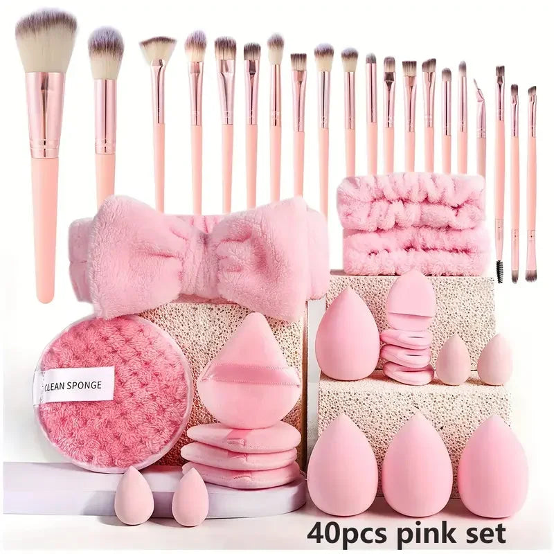 33pcs beauty set makeup kit  large and small beauty sponges for flawless makeup application and removal of makeup full set