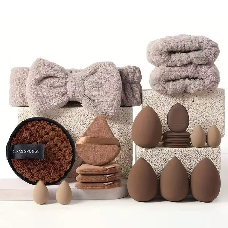 33pcs beauty set makeup kit  large and small beauty sponges for flawless makeup application and removal of makeup full set