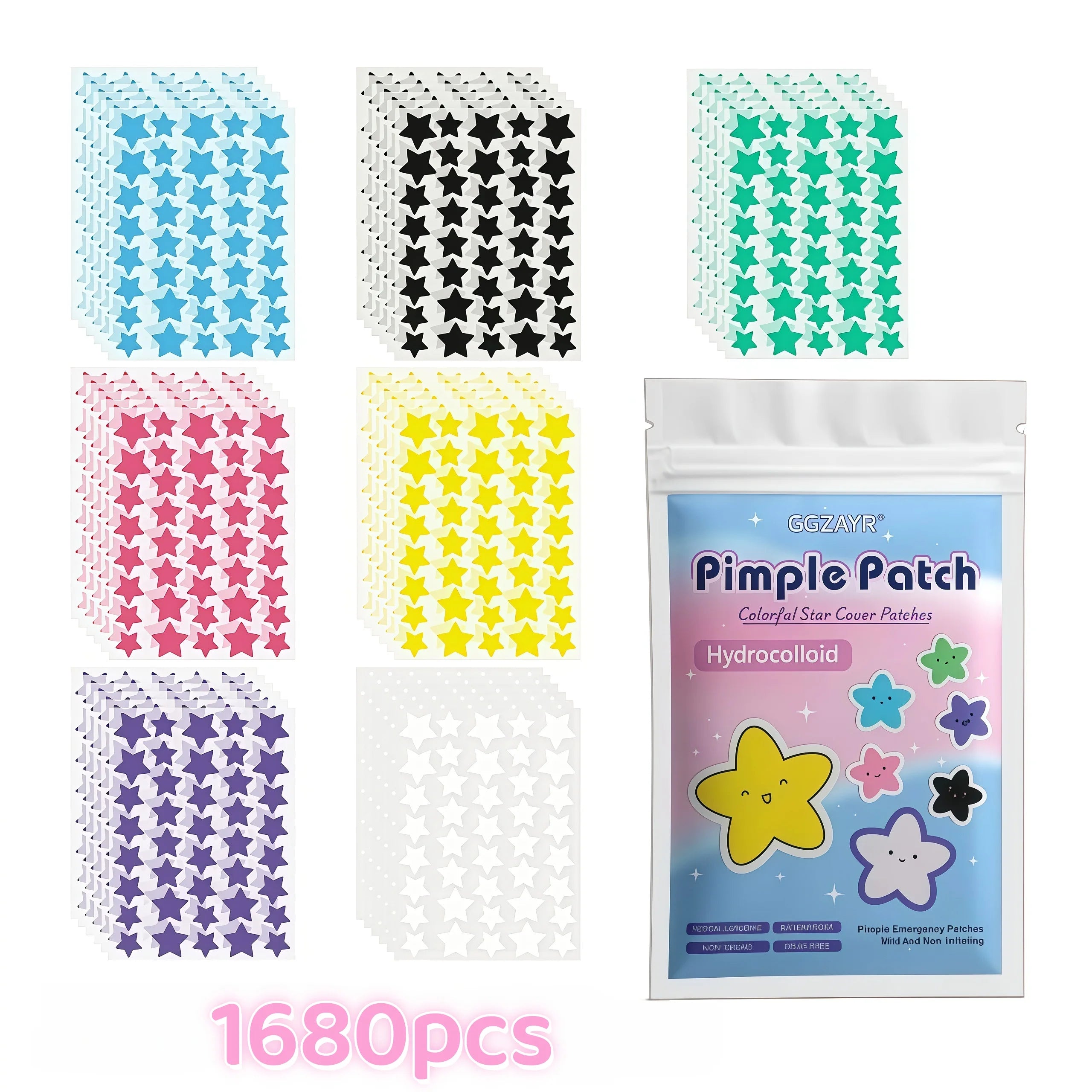 StarSpot™ Colorful Star Pimple Patches | Hydrocolloid Blemish Patches – 280, 1120 or 1680 Count