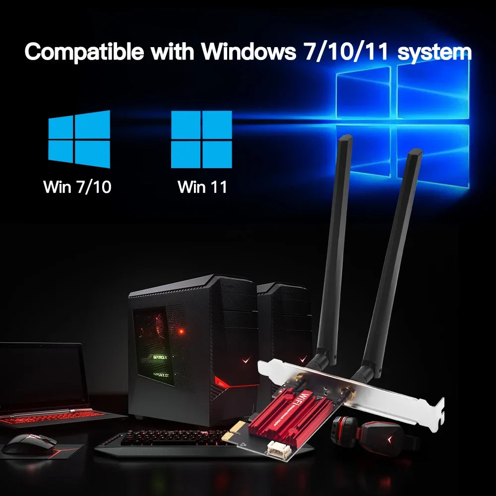 Pci-e Wireless Adapter AC1200 Dual Band Wifi Network Card for Desktop