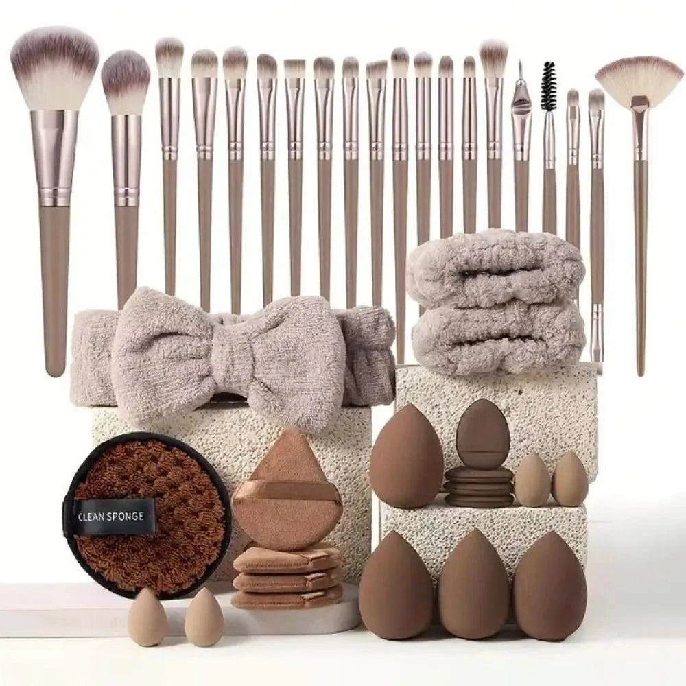 33pcs beauty set makeup kit  large and small beauty sponges for flawless makeup application and removal of makeup full set